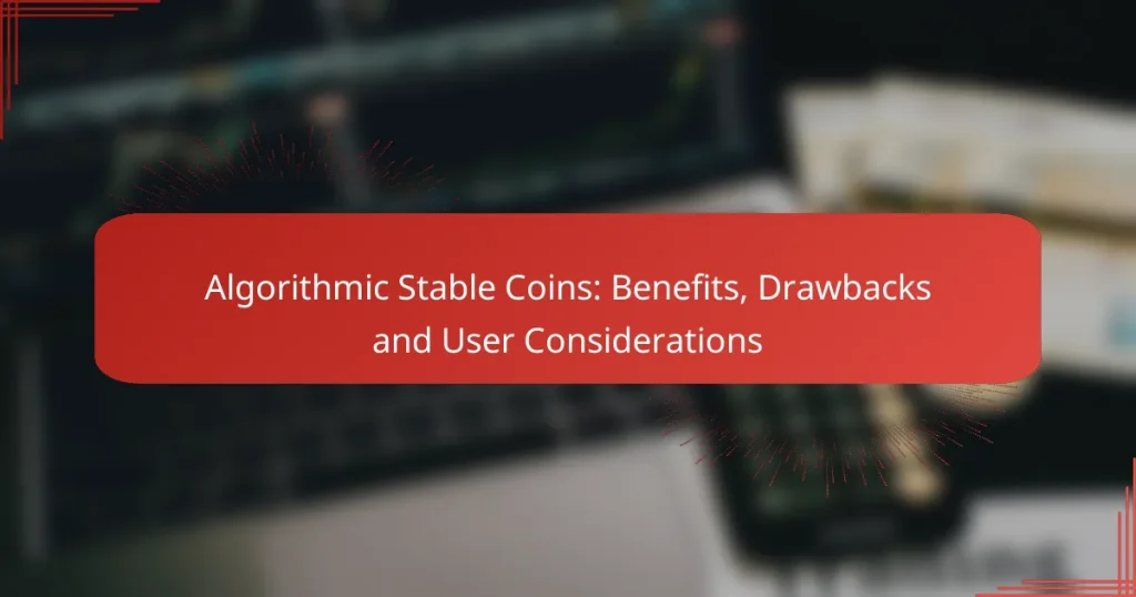 Algorithmic Stable Coins: Benefits, Drawbacks and User Considerations