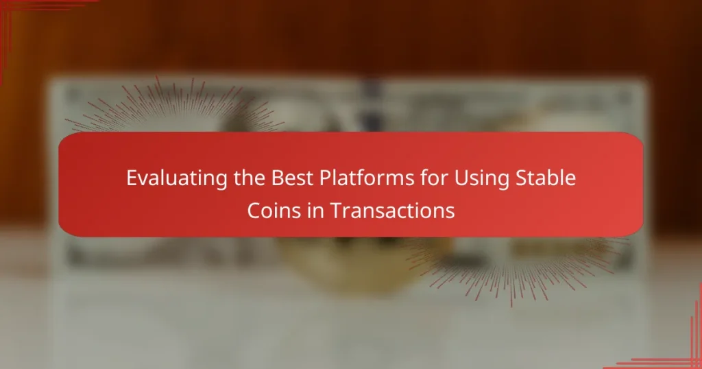 Evaluating the Best Platforms for Using Stable Coins in Transactions