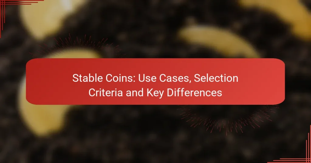 Stable Coins: Use Cases, Selection Criteria and Key Differences