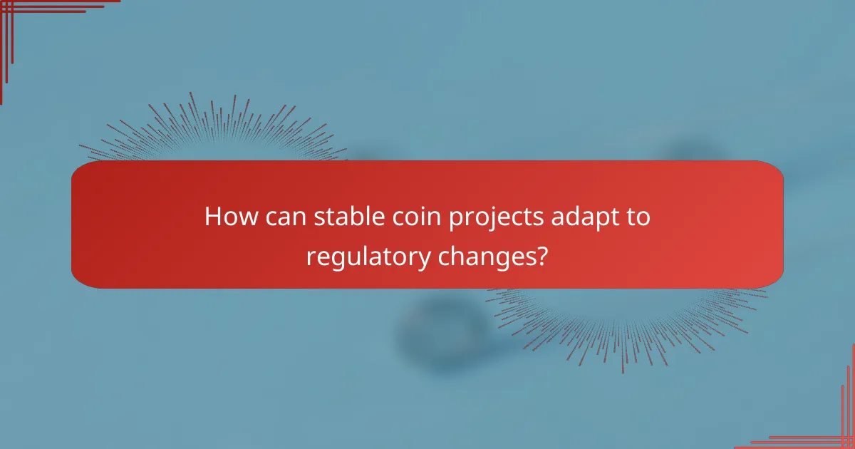 How can stable coin projects adapt to regulatory changes?