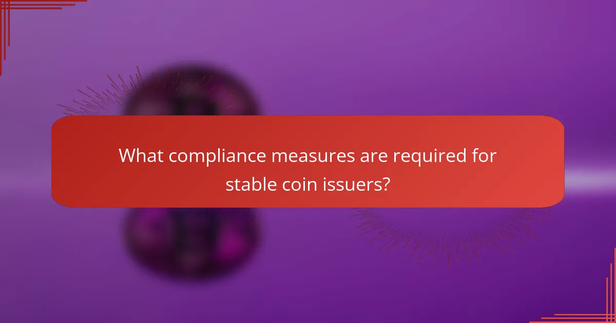 What compliance measures are required for stable coin issuers?