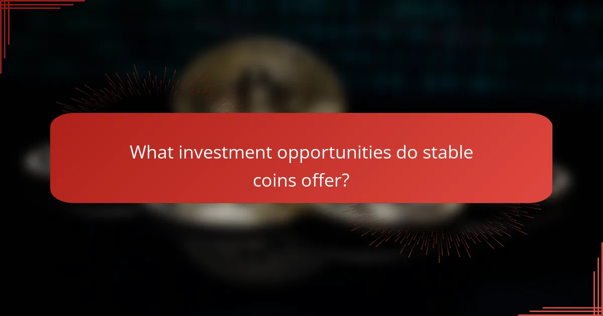 What investment opportunities do stable coins offer?