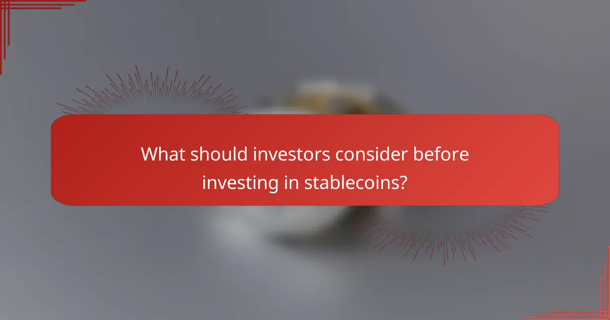 What should investors consider before investing in stablecoins?